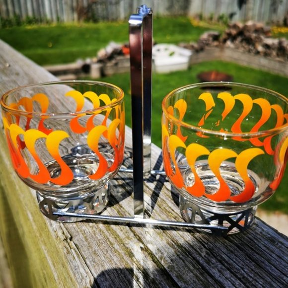 Vintage Condiment Caddy Orange & Yellow Design - Picture 2 of 15